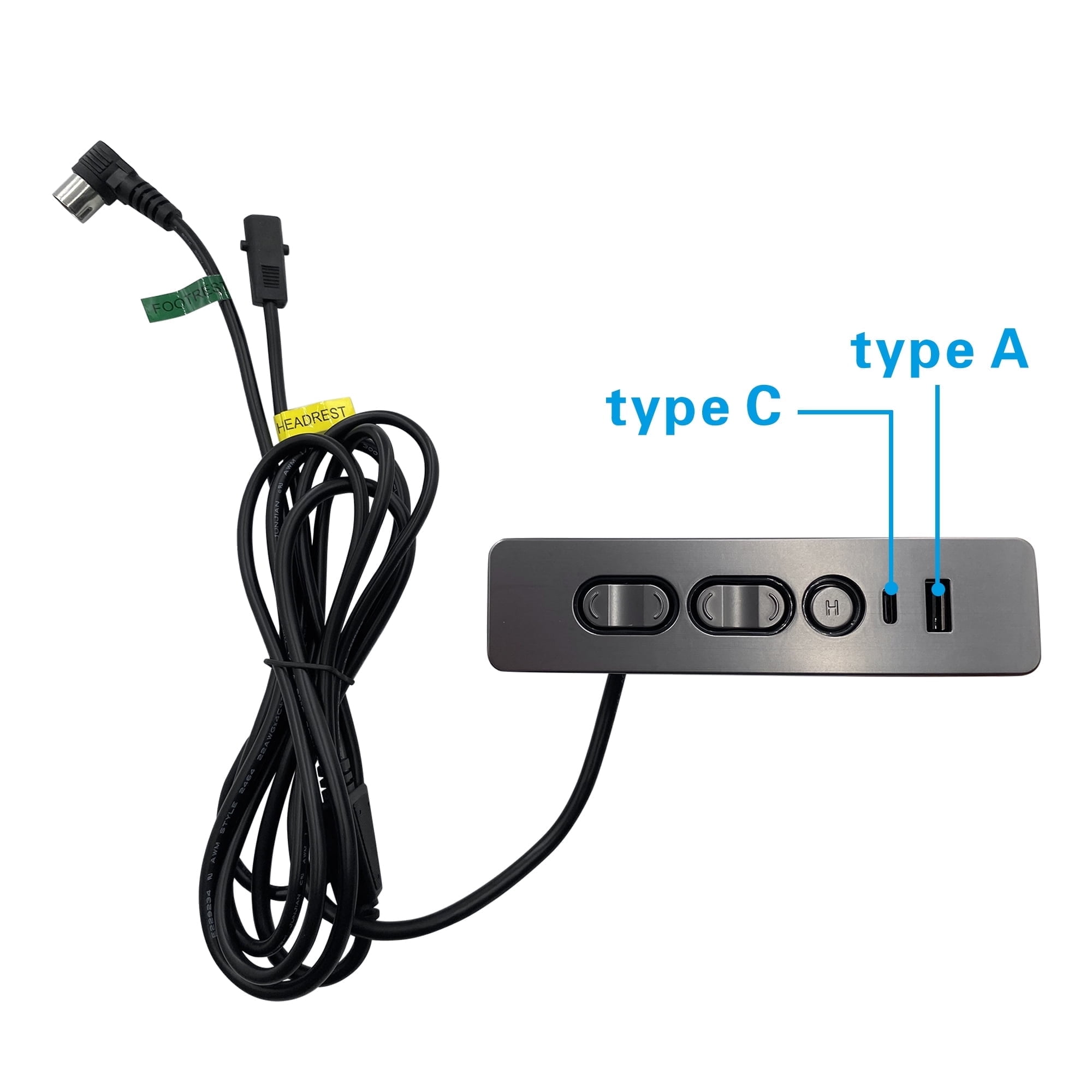 Recliner Lift Chair 5 Button 5 Male Pin 2 Female Pin Switch Hand Control with USB A C Ports for Electric Sofa