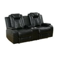 thumbnail image 1 of Recliner Loveseat, Living Room Furniture Power Leather 3 Seater Reclining Sofa with LED Lights/Storage Console/Cup Holders (Black), 1 of 6