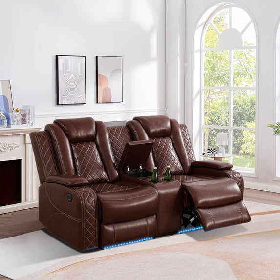 Recliner Loveseat, Living Room Furniture Power Leather 3 Seater ...