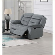 Recliner Loveseat, Manual Motion with USB Port | Dark Grey | Velvet