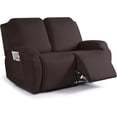 thumbnail image 1 of Recliner Loveseat Slipcover, 2 Pieces Polyester Fabric Stretch Sofa Covers for 2 Seat Reclining Couch, Soft Washable Furniture Protector with Pockets (2 Seat, Coffee), 1 of 16
