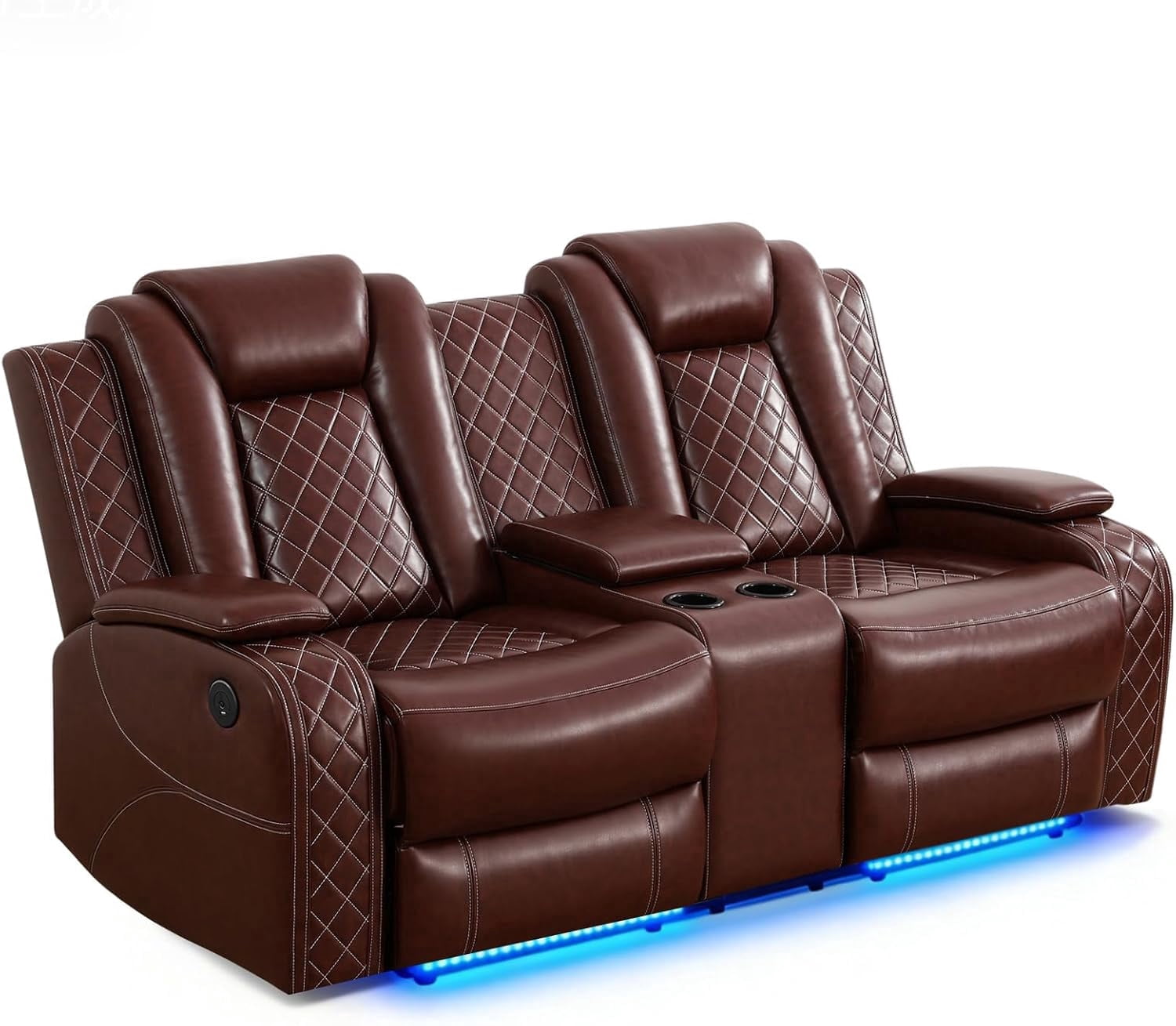 Recliner Loveseat Sofa, Power Reclining Leather Couch for Movie ...