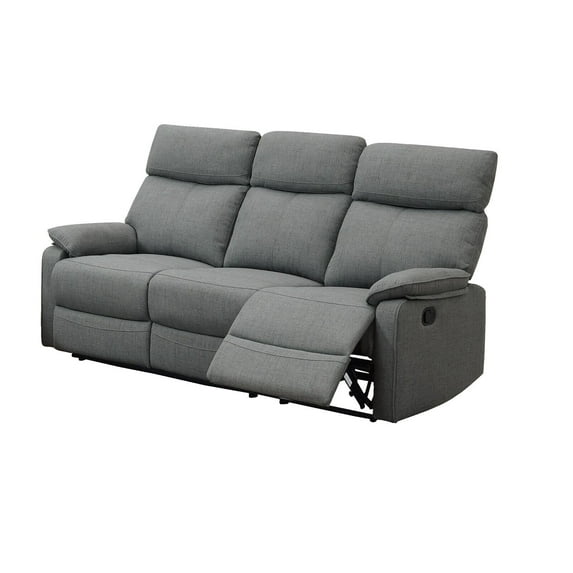 Recliner Motion Sofa 1pc Couch Gray Burlap Fabric High Back Maual Motion Reclining Sofa Living Room Furniture