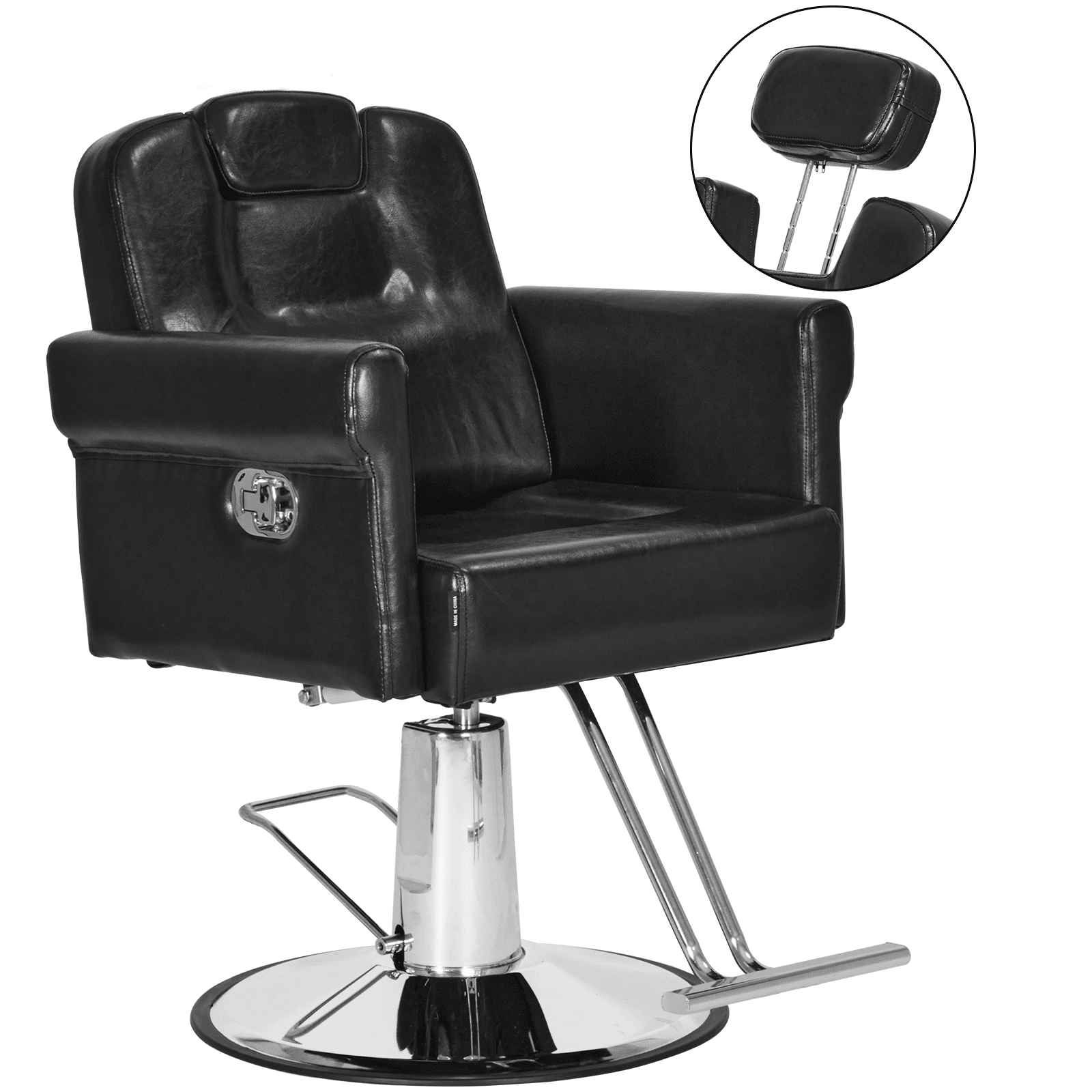 Recliner Salon Chair Adjustable Headrest Height Swivel Barber Chair