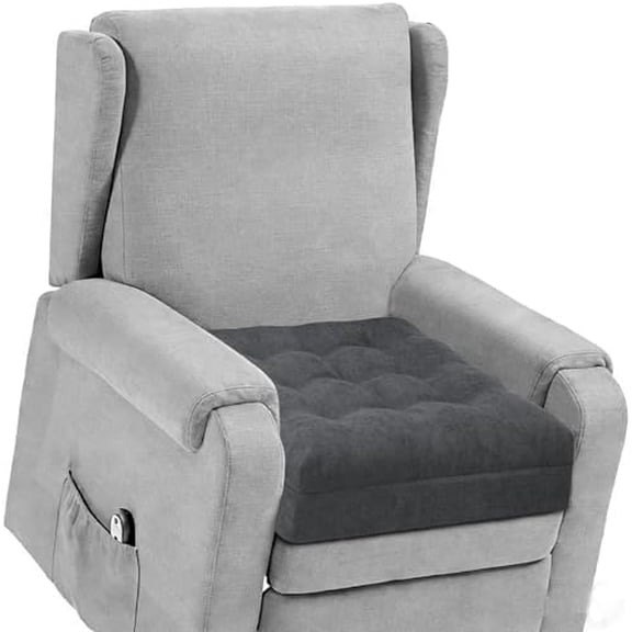Recliner Seat Cushion for Elderly - Patented Dual Design for Sagging Recliner Replacement & Easy Get Up, Booster Cushion Relieves Back Pain from Sofa, Couch, Chair 20x20x5 Inches Dark Grey