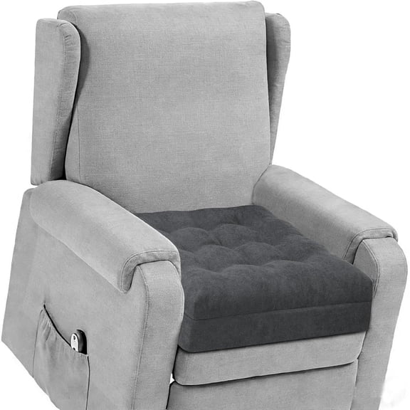 Recliner Seat Cushion for Elderly - Patented Dual Design for Sagging Recliner Replacement & Easy Get Up, Booster Cushion Relieves Back Pain from Sofa, Couch, Chair 20x20x5 Inches Dark Grey