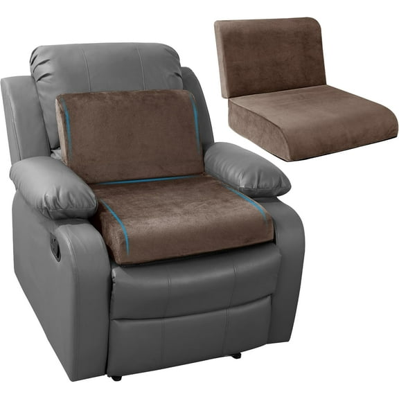 Recliner Seat Cushion with Lumbar Supportive Pillow Extra Large Non-Slip Seat Cushion with Back Support Cushions,Cruve Edge Design for Relief Thighs Pressure, Brown