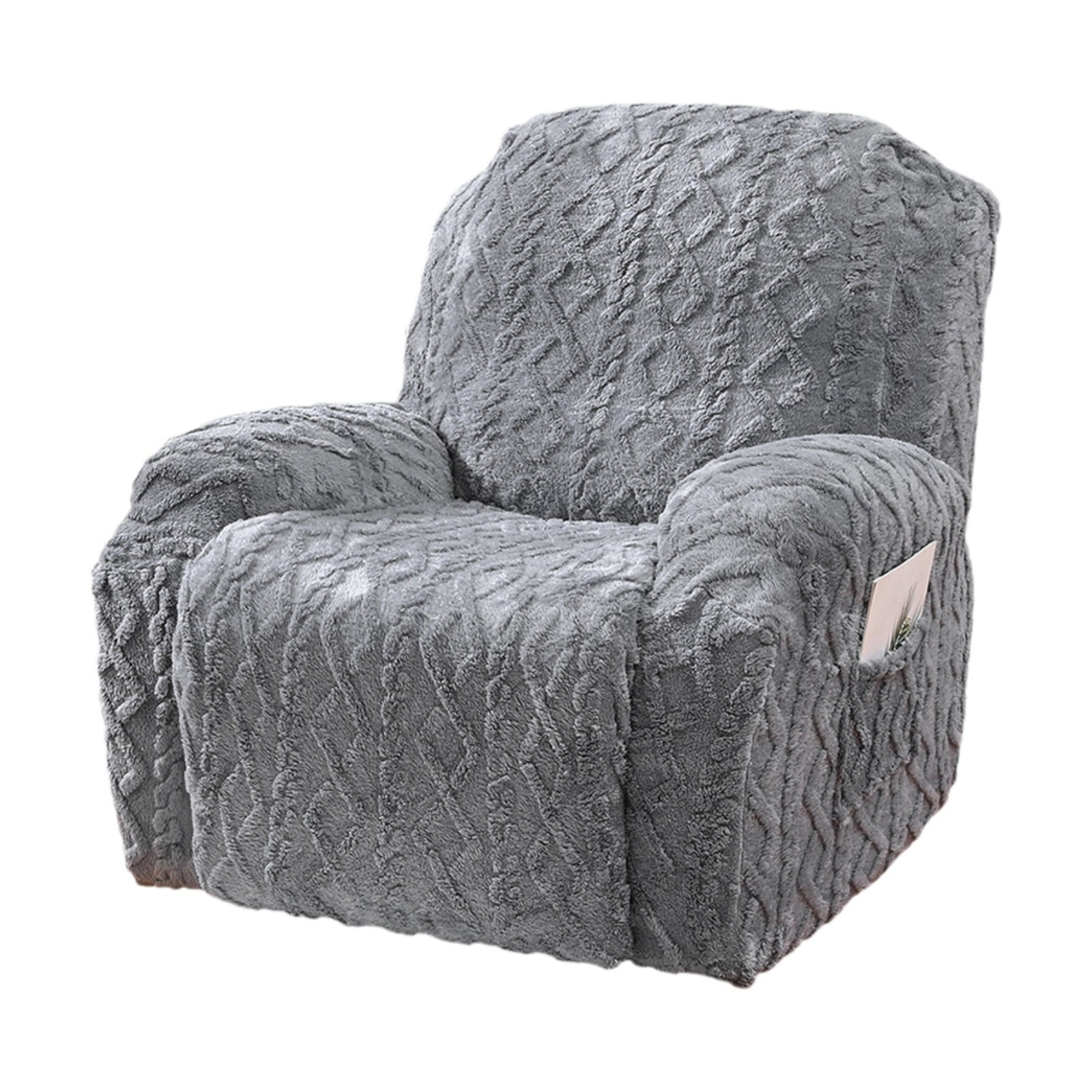 Recliner Slipcover, 1 Piece Electric Recliner Covers, Washable Solid Color Jacquard Plush