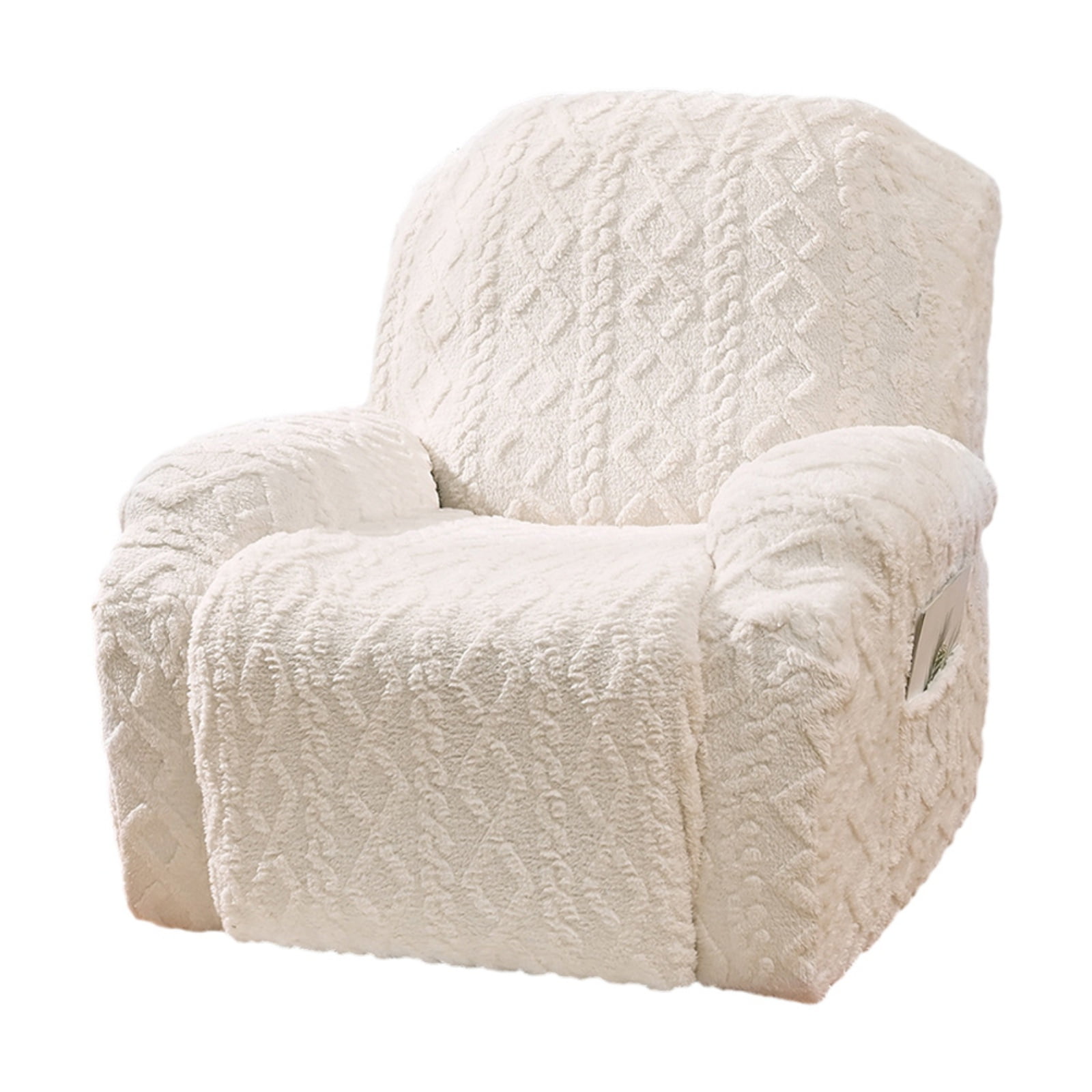 Recliner Slipcover, Solid Color Jacquard Plush Stretch Reclining Chair