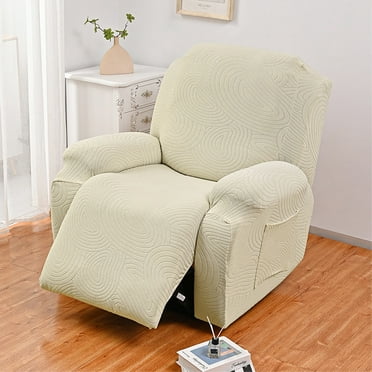 Recliner Slipcovers 4-Piece Lazy Boy Recliner Chair Covers Non Slip Reclining Slipcovers with Storage Pockets Chair Covers for Living Room Beige