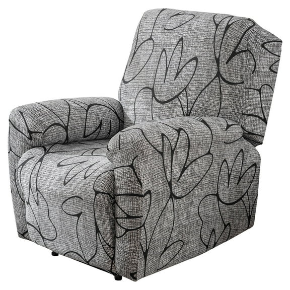 Printed Recliner Chair Cover Polyester Stretch Recliner Sofa Slipcover, Beige Floral