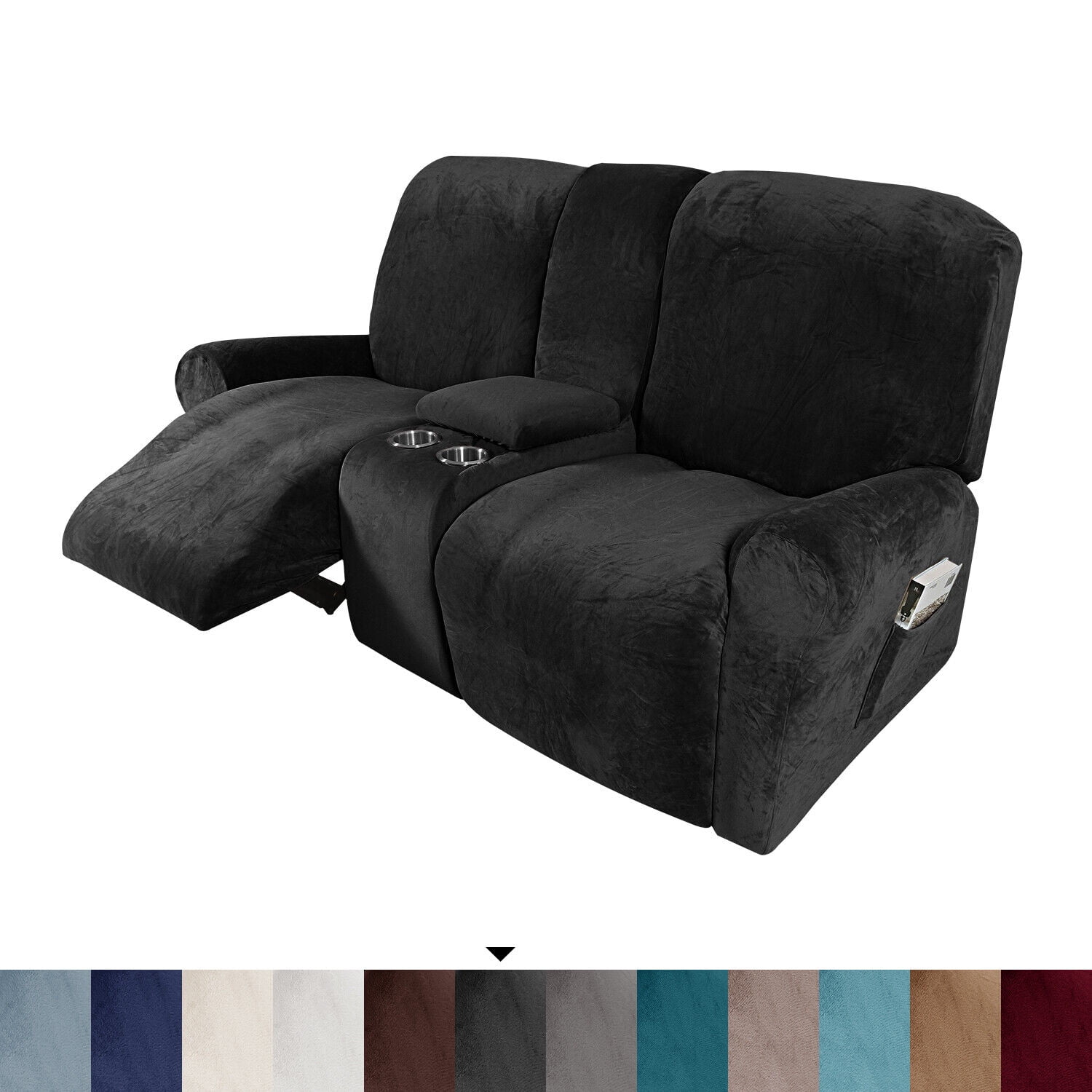 Recliner Sofa Covers 2 Seat Loveseat Recliner Cover with Console Slipcover Protector for Living Room Black Walmart Business Supplies