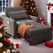 Recliner Sofa, Lofka 3 in 1 Convertible Chair Bed with Adjustable Backrest for Living Room & Office, Dark Gray