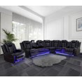 thumbnail image 1 of Recliner Sofa Sectional Couches with LED Light for Living Room,Leather Reclining Corner Sectional Sofa with 3 Recliner Seats,Cup Holder,Storage Console for House/Home Theater, Black, 1 of 7