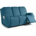 thumbnail image 1 of Recliner Sofa Slipcover, 3 Pieces Polyester Fabric Stretch Sofa Covers for 3 Seat Reclining Couch, Soft Washable Furniture Protector with Pockets (3 Seat, Turquoise Blue), 1 of 14