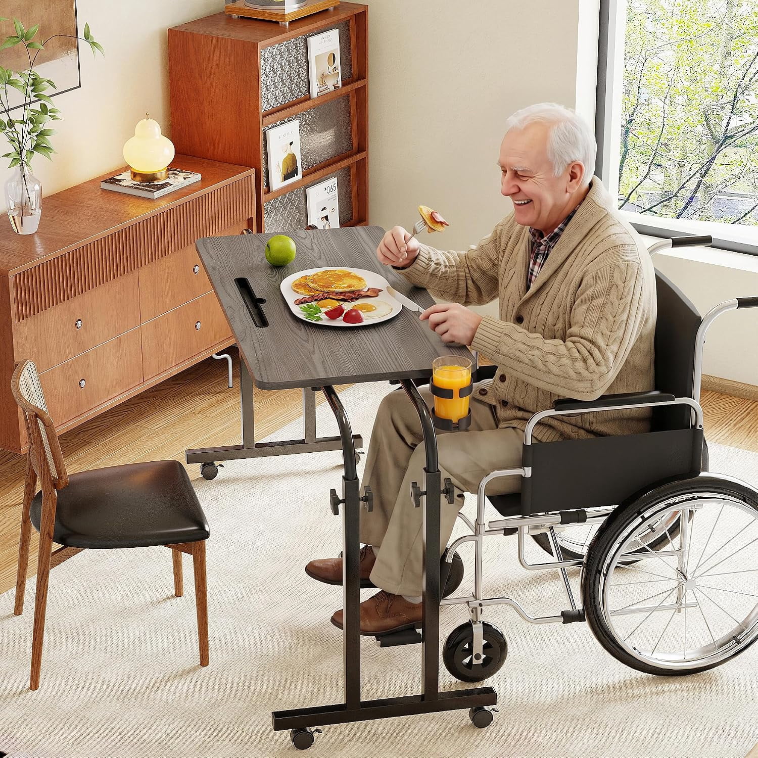 Recliner Table, Overbed Table, Wheelchair Table with Cup Holder ...