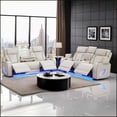 thumbnail image 1 of Recliners 2PC Living Room Set, Sofa & Loveseat, Modern Style with Power Recline, Massage, LED Lights, Bluetooth, Wireless Charging | Beige | Faux Leather, 1 of 7
