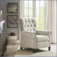thumbnail image 1 of Recliners Aidan Push Back Recliner Chair, Cream Polyester Upholstery, Transitional Style with Tufted Back & Nailhead Trim | Solid Wood Legs | Cream, 1 of 7