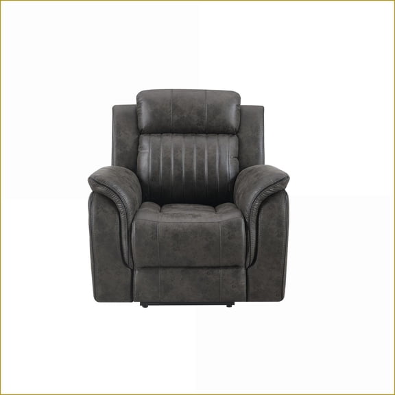Recliners | Charcoal Gray Polyester Upholstered Glider Recliner | Blanche Finish | Gray | Upholstered