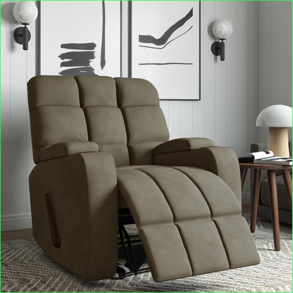 Recliners, Contemporary Sage Gray Space-Saving Polyester Microfiber Recliner | Sage | Polyester