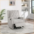 thumbnail image 1 of Recliners, Contemporary Light Gray Polyfiber Swivel Glider Recliner | Wing Back Tufted Cushion | Manual Motion | Living Room Furniture | 1pc, 1 of 10