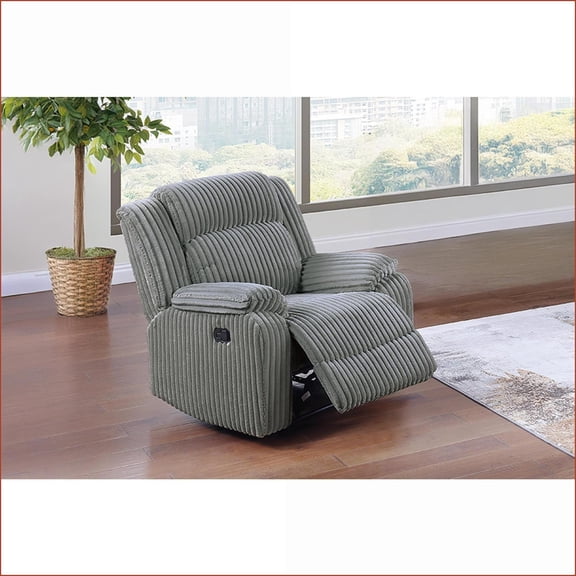 Recliners Contemporary Manual Motion Recliner Plush Fur-Like Corduroy, Smoke | 73x37x41 Inches | Corduroy | Smoke