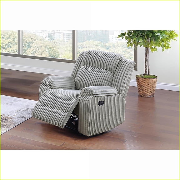 Recliners Contemporary Motion Recliner Chair with Plush Seat | Gray Ash | Fur-Like Corduroy