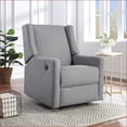 thumbnail image 1 of Recliners | Contemporary Wingback Power Recliner Light Gray Polyester Fabric, 1 of 8