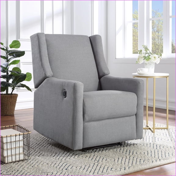 Recliners Contemporary Wingback Power Recliner Light Gray | Polyester