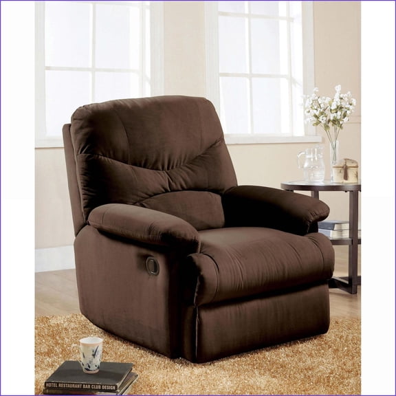 Recliners, Dark Brown Microfiber Motion Recliner with 3'' Wall Clearance | Solid Wood Frame | Chocolate | Synthetic Wood