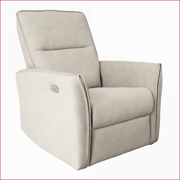 Recliners for Living Room, Asheville Mid-Century Modern Cream Italian Suede Recliner Chair with Infinite Position Recline, 41"H x 33"W x 29"D | Cream | Italian Suede