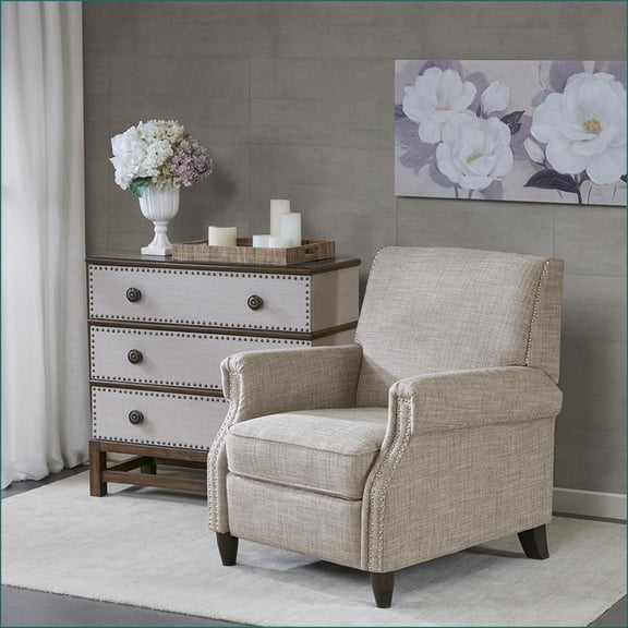 Recliners, Madison Park Julian Classic Push Back Recliner | Solid Wood Frame | Sand Polyester Fabric
