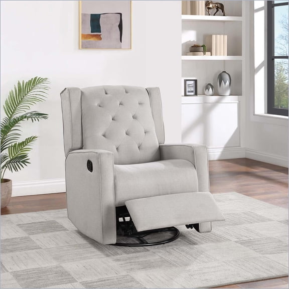 Recliners Manual Swivel Glider Chair with Diamond Tufting | Light Gray Fabric