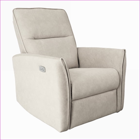 Recliners Mid-Century Modern Cream Suede High-Back with Infinite Recline, 41"H x 33"W x 29"D | Cream | Suede