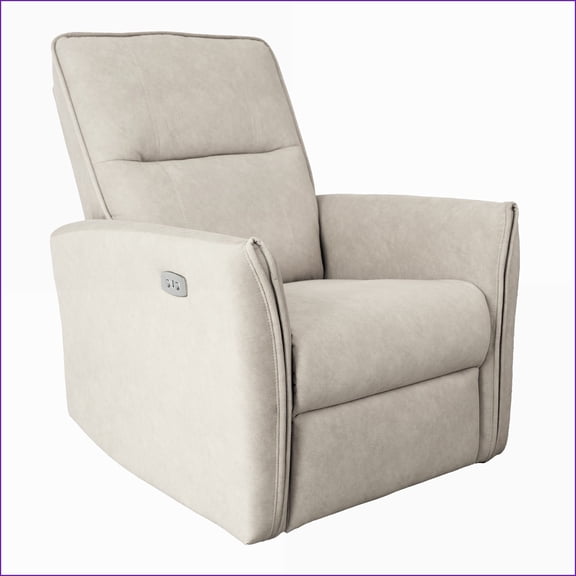 Recliners Mid-Century Modern Infinite Position Cream Suede Recliner Chair 41"H x 33"W x 29"D | Cream | Suede