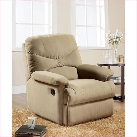 Recliners, Modern Beige Microfiber Motion Recliner | 3-Inch Wall Clearance