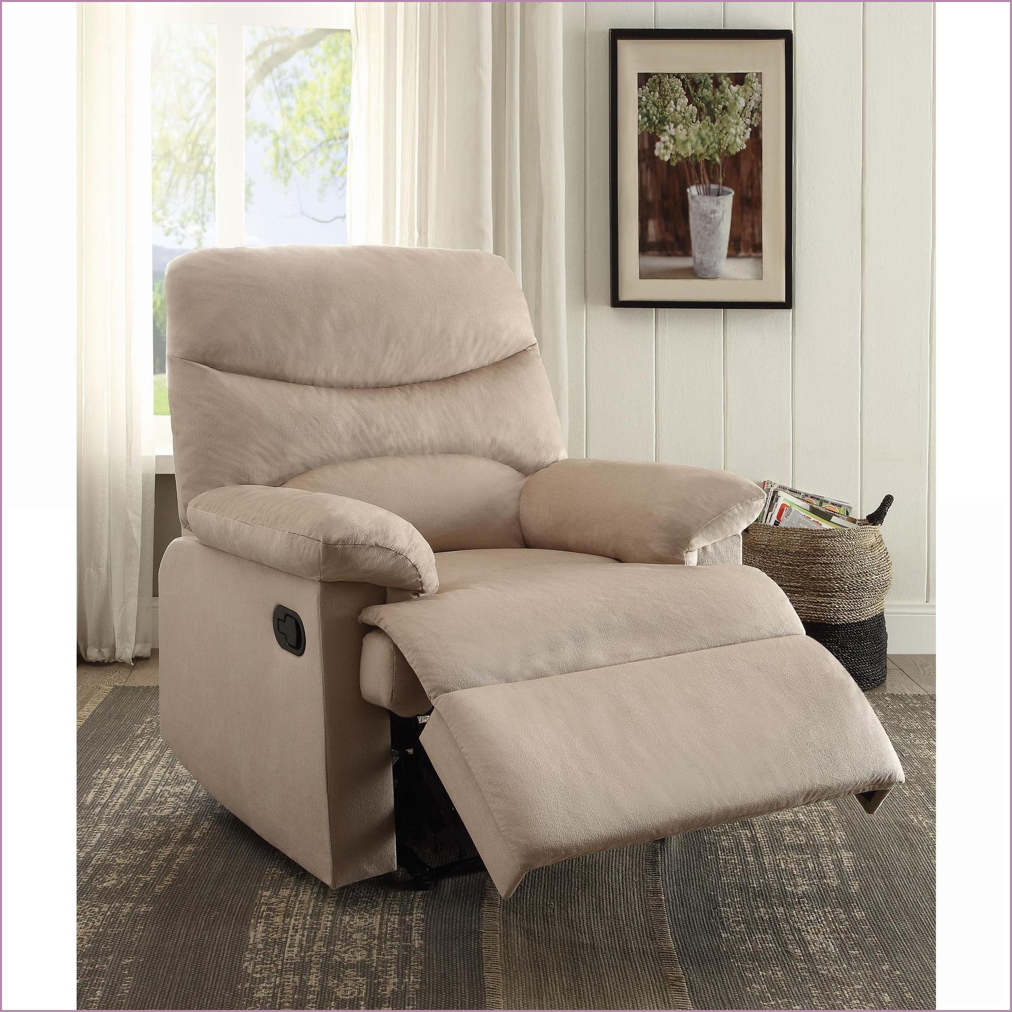 Recliner with Motion Recline & Pillow Top Arms | Fabric & Metal Frame | Beige