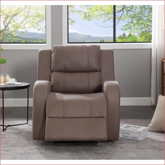 Recliners, Modern Manual Reclining Chair, Compact 32.68" Width | Brown Faux Leather