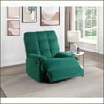 thumbnail image 1 of Recliners, Modern Solid Wood Reclining Chair with Square Tufted Back | Tab Pull Recline | Green | Velvet, 1 of 7