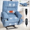 thumbnail image 1 of Recliners Oversized Power Lift Chair with Dual Motor, Massage & Heat, Hidden Cup Holders, 350lbs Capacity | Navy Blue | Chenille, 1 of 22