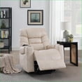 thumbnail image 1 of Recliners: Power Lift Motion Recliner with Heating & Massage, Ivory Leather Aire | Ivory | Faux Leather, 1 of 15