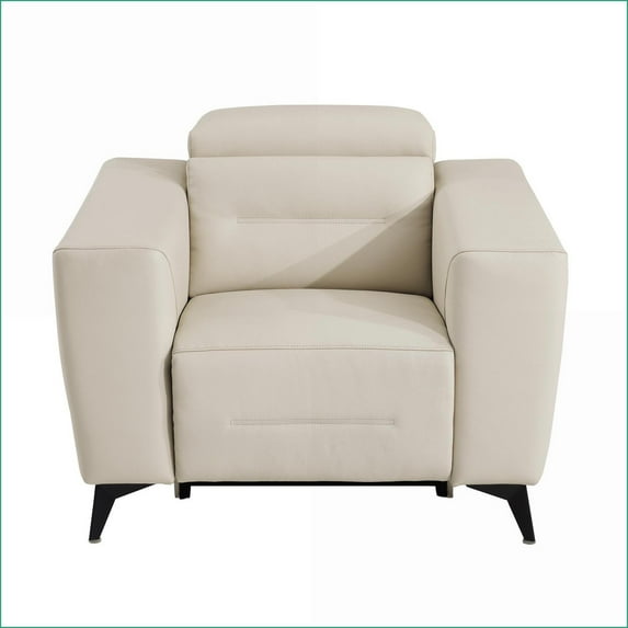 Recliners, Power Recliner with USB Charger, Top Grain Italian Leather | Beige | Reinforced Hardwood & Brazilian Wood Frame