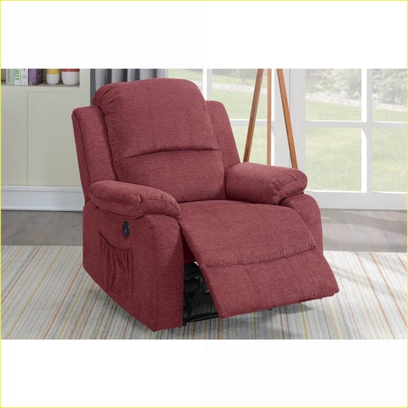 Recliners Power Recliner with Solid + Composite Wood Frame | Paprika Red | Velvet Fabric