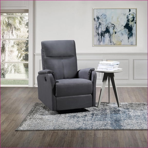 Recliners | Power Single Recliner Chair with USB Port | Charcoal Gray Fabric | Living Room, Bedroom