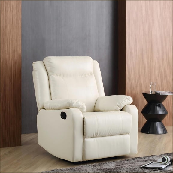 Recliners Rocker Recliner by Glory Furniture Ward G762A-RC | Off White | PU Faux Leather