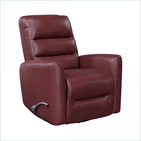 Recliners | Ruby Red Swivel Glider Reclining Chair with Breathable Faux Leather | Solid Wood & Plywood Frame