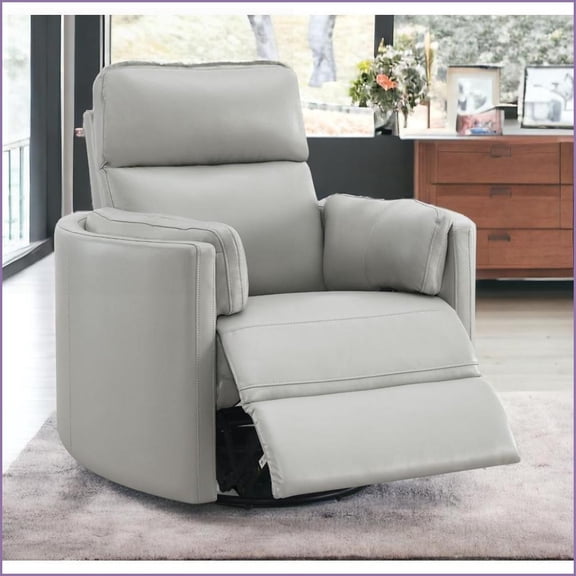 Recliners Sagen Glider Swivel Recliner | Gray | Faux Leather