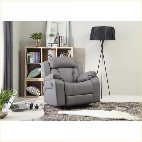 Recliners | Slate Gray Rocker Recliner | PU Upholstery | Compact for Small Spaces