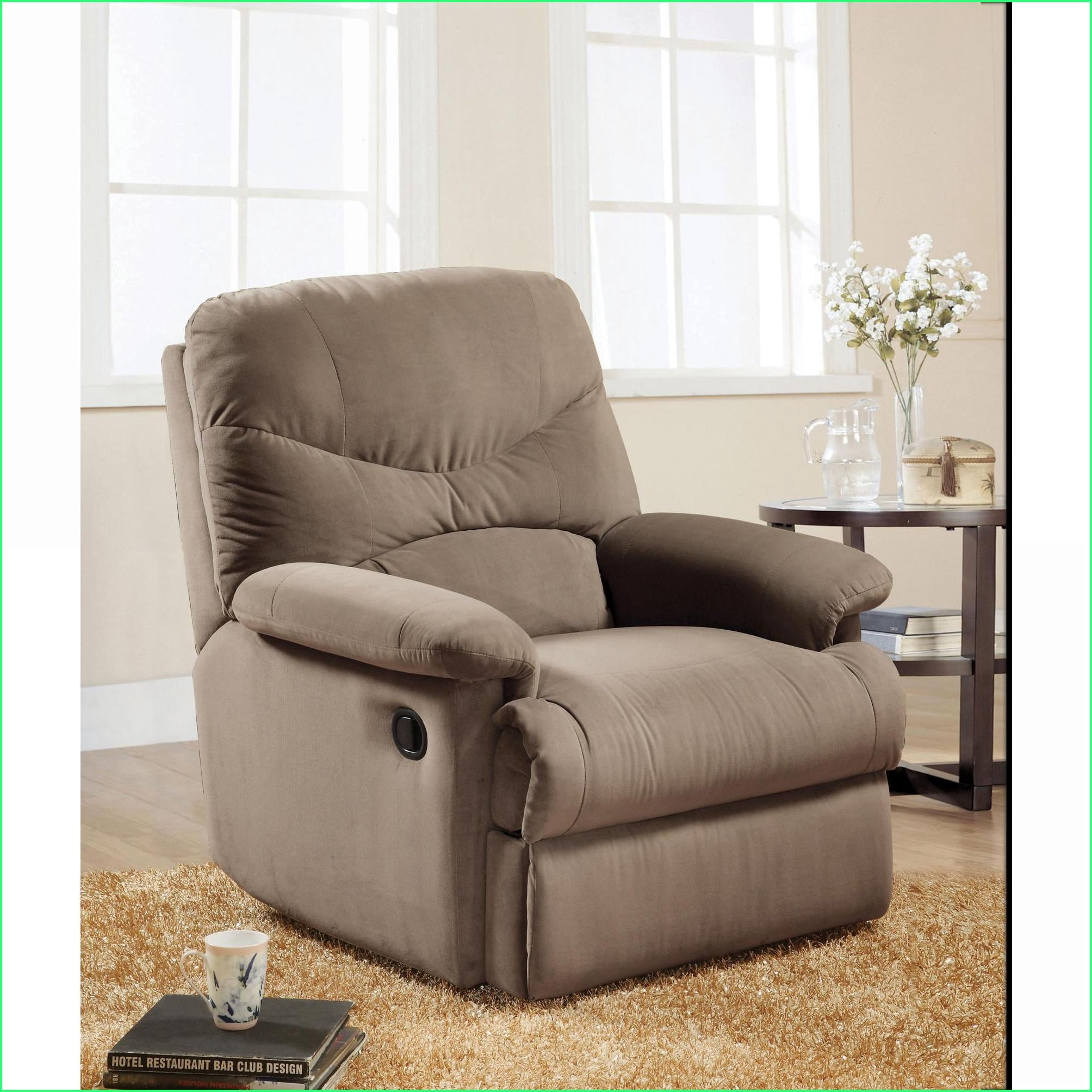 Recliners Tan Brown Motion Recliner with Pillow Top Armrests & Memory Foam | Microfiber Fabric | Metal Frame