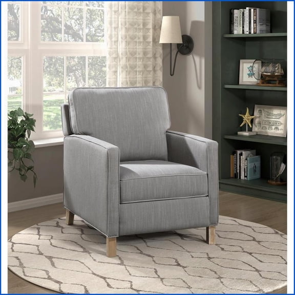 Recliners Traditional Push Back Reclining Chair Gray Fabric Solid Wood Frame | Gray | Solid Wood
